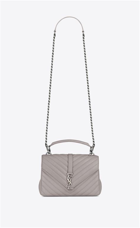 YSL grey college small in matelasse leather 